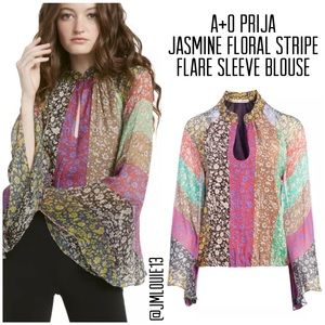 Alice Olivia‎ Prija Jasmine Floral Flare Sleeve Top